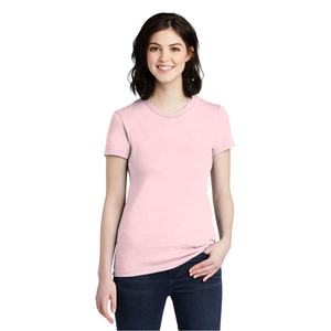 T-shirt bleu marine pour femme en jersey fin à manches courtes et col rond T-shirt bleu marine en coton respirant pour femme - Product Image 4