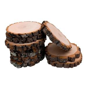 Natural Bark Edge Pine <b>Wood</b> Slice Coaster Set <b>Rustic</b> Round Drink Mat <b>Table</b> Protection DIY Craft Wedding Decor Eco Friendly Gift - Product Image 1