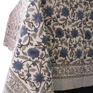 Indian Block Print Cotton <b>Tablecloth</b> with Woven Napkins Set Floral Leaf Pattern Farmhouse Tables Bulk OEM - Product Image 4