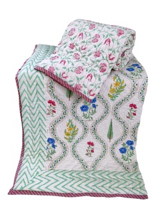 100% algodón tradicional hecho a mano tamaño Queen edredón estampado de bloque de mano reversible cómodo ligero edredón Simple para invierno - Product Image 3