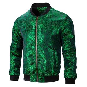 Veste bomber légère à fermeture éclair bleu à motif paisley, logo personnalisé, style streetwear, vintage, baseball, entièrement imprimée - Product Image 5