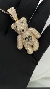 Colgante de oso de peluche de estilo de dibujos animados de calidad premium hecho en oro amarillo de 14 Kt con diamante natural VS Si para niñas bonitas - Product Image 4