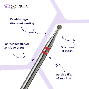 Broca Profesional de Diamante para Uñas, 1.5mm, Roja, para Refinar Cutículas - Product Image 2