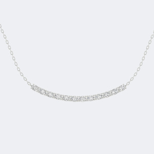 Collar con colgante de barra curva con engaste de diamantes ovalados, joyería con apariencia de diamante, elegante, minimalista, para uso diario, regalo para mujer - Product Image 4
