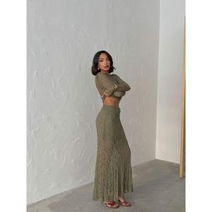 Falda Larga Transparente Color Caqui para Mujer, Producto al por Mayor - Product Image 3