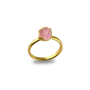 Quartz Rose naturel 8-10mm, bague en argent Sterling 925 en Vermeil de forme naturelle, bijoux fins, bague en argent 925 et pierre de naissance octobre - Product Image 2