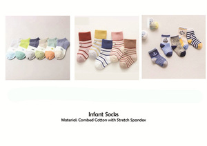 100% Cotton Stretch Kids Socks Boys/Girls Winter Casual Soft Touch Breathable Eco-Friendly Anti-Bacterial Anti Slip <b>Toddler</b> - Product Image 3