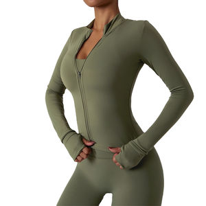 Ensemble de vêtements de sport personnalisé avec logo, vêtements de sport pour femmes, vêtements de sport de gym, ensemble de leggings de sport pour femmes en 3 pièces, veste à manches longues, ensemble de yoga - Product Image 2