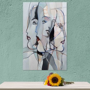 Toile imprimée : Portrait abstrait de visage de femme, art mural moderne, ART SUR VERRE TÉRMÉRISÉ - Product Image 1