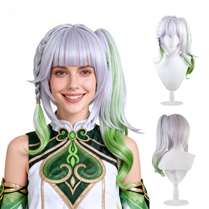 Perruque de cosplay Genshin Impact <span class=keywords><strong>Nahida</strong></span>, longue et droite, résistante à la chaleur, en cheveux synthétiques, avec une queue de cheval pour Halloween - Product Image 1