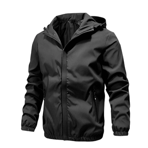 OEM Custom Logo Design Vintage <b>Mens</b> Regular Fit Solid Deep Grey Canvas Full Sleeve Winter <b>Jacket</b> Zipper <b>Fly</b> Hood BD - Product Image 1