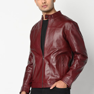 Men's Heavyweight Waterproof Stand Collar <b>Leather</b> <b>Jacket</b> with Front Zipper <b>Winter</b> Style Motorbike OEM Service <b>jacket</b> for men - Product Image 1