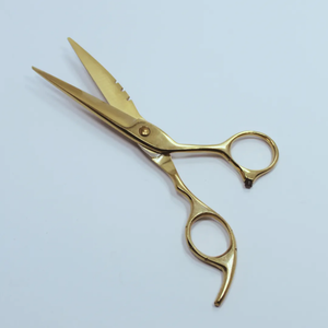 กรรไกรตัดผมมืออาชีพ ยอดขายดี ทรงตรง สีทอง ด้ามสแตนเลส สำหรับคนถนัดขวา ขนาดกลาง - Product Image 1