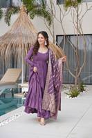Vestido Largo de Mujer Tennecy, de Georgette, Antiarrugas, Reversible, de Secado Rápido, para Bodas Indias/Pakistaníes, Fiestas Diwali