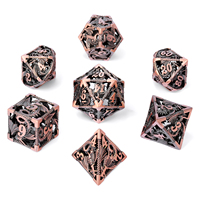 Ensemble de dés en métal creux en gros pour D&D, 7 dés en bronze avec coffret cadeau en métal pour le jeu DND Donjons et Dragons