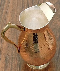 Pot à boire d'eau en métal classique Royal Antique 100% cruche en cuivre pur avec poignée solide ayurvédique santé bénéfique Logos personnalisés - Product Image 3