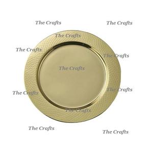 Assiette de charge martelée en cuivre pour salle à manger de mariage d'hôtel assiette de spectacle décorative sous assiette à bas prix - Product Image 6