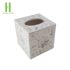 Producto de alta calidad, venta al por mayor, caja de pañuelos con incrustaciones de nácar y resina, soporte para pañuelos de resina, OEM hecho en Vietnam - Product Image 3