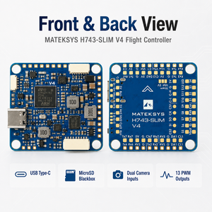 MATEKSYS H743-SLIM V4 ตัวควบคุมการบิน STM32H743 แบบคู่ ICM42688P 13 PWM CAN UART สำหรับโดรน FPV UAV ปีกตรึง - Product Image 2