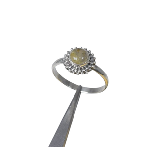 Anillo de cabujón de piedras preciosas de rutilo dorado natural hecho a mano 925 sólida plata esterlina 925 joyería de plata estampada anillo de moda - Product Image 1