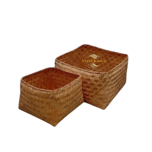 Cesta de mimbre de bambú personalizable de alta calidad a precio competitivo a granel sostenible y almacenada por el fabricante de Vietnam - Product Image 1