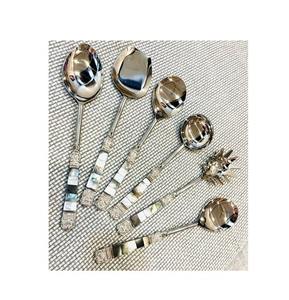 Ensemble de cuillères à salade de luxe en acier inoxydable avec poignée en laiton 6 pièces pour la cuisine, la salle à manger et l'hôtel - Product Image 4