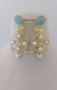 Juego de pendientes colgantes de latón pesado con diseño moderno hecho a mano, diseño de moda personalizable de piedra elegante para compra a granel - Product Image 4