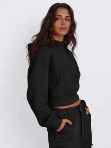 Femmes 2025 automne hiver sweat à capuche court décontracté Y2K tenues à manches longues sweats brodé Polyester coton à la mode - Product Image 5