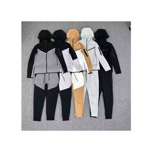 Conjuntos de sudadera y pantalones de chándal de lana de Color sólido informales personalizados para hombre, chándales deportivos de punto de marca de moda para hombre - Product Image 1