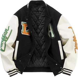 Chaqueta Universitaria de Béisbol de Lana para Hombre con Logotipo Personalizado del Fabricante al por Mayor, con Cuello Alto y Mangas de Cuero, Abrigo Informal - Product Image 3