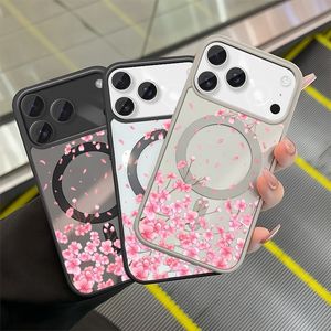 Coque de téléphone magnétique à motif floral pour iPhone 11 à 17 Pro Max, en TPU souple, design floral blanc, unisexe - Product Image 1