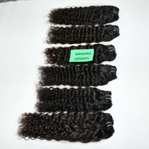 Extensions de Cheveux Humains de Temple Indien Vierges Naturels Crépus Bouclés Tissage couleur noire Non Transformés Cuticule Alignée - Product Image 2