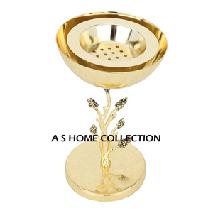 Quemador de incienso decorativo para el hogar Quemador de incienso de metal de calidad de lujo Servidor de vajilla de color dorado con bandeja - Product Image 6