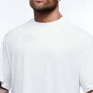 Wholesale Men's T-Shirts High Quality Cropped <b>Box</b> Fit 100% Cotton Mock Neck Oversize <b>Drop</b> Shoulder Boxy Fit T Shirt Blank Shirts - Product Image 3