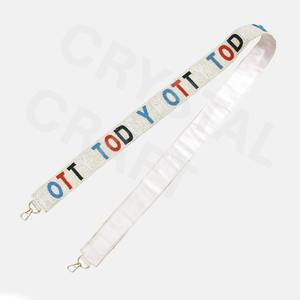 Customized <b>White</b> Gold Seed Bead Bag Straps Fashion Accessories with Unique Shape and Design Beaded <b>Purse</b> Strap - Product Image 3