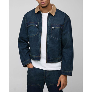 Veste en jean d'hiver pour hommes formelle sur mesure avec tissu en toile couleur unie doux confortable - Product Image 4