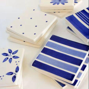 Set of 4 Artisan Bone Inlay Eco-Friendly Durable Drink Coasters with Custom Shape 8mm Thickness - Product Image 1