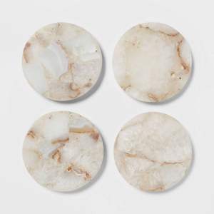 Nouveaux sous-verres classiques en marbre de forme unique, élégants et stylés, pour la protection de table, ensemble de décoration intérieure en pierre 4" x 4" 10mm - Product Image 3