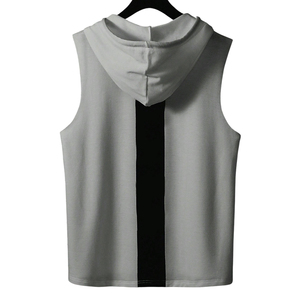 Camiseta sin mangas con capucha para correr atlética de compresión personalizada, camiseta sin mangas transpirable para hombre, camisetas sin mangas con capucha de algodón 100% para hombre - Product Image 2