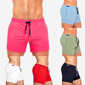 Pantalones cortos de yoga y fitness para hombre, estilo callejero, algodón sólido, poliéster, cordón personalizado, cintura, gimnasio, ropa de ejercicio, teñido liso - Product Image 6