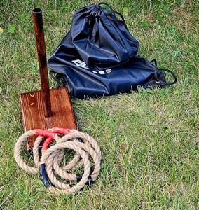Quoits corde anneau lancer extérieur pelouse/arrière-cour jeu, bois fait à la main, anneaux de corde, jeu de pelouse, activité familiale,, grand cadeau - Product Image 2