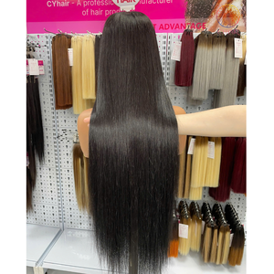 Cabello humano Remy vietnamita de grado superior doble cutícula dibujada alineada 2X6 peluca con cierre de encaje Color negro Natural hueso recto - Product Image 5