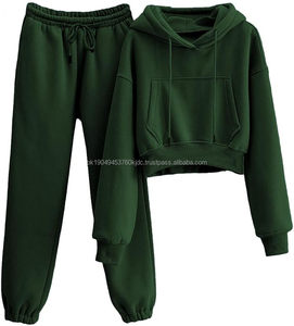 Conjunto de chándal y sudadera de algodón para mujer Hip-Hop Streetwear Pantalones con capucha con pantalón de chándal acampanado - Product Image 1