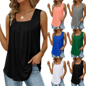 Camiseta sin mangas ajustada Sexy de verano para mujer, Top corto de punto con cuello en U y diseño de calle estampado y abertura - Product Image 1