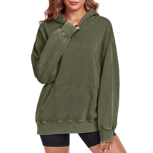 Sudadera con Capucha Extra Grande de Estilo Moderno, Manga Larga, 100% Algodón, Felpa, Lavado Vintage Ecológico, Cuello con Capucha para Mujer - Product Image 1