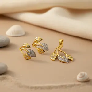 ชุดต่างหูจี้รูปใบไม้ชุบทองหรูหรา ทำจากสแตนเลส ทองแดง ประดับคริสตัล มุก เพชร ลายดาว สำหรับเป็นของขวัญสำหรับผู้หญิง - Product Image 2