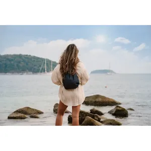 Impact AWARE <b>Recycled</b> Denim Sustainable Gadgets <b>Backpack</b> Eco-Friendly Promotional Product - Product Image 2