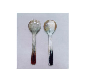 100% cuchara de cuerno de búfalo de alta calidad de búfalo Real 2 piezas estilo cocina tenedor cuchara conjunto para decoración del hogar cuchara - Product Image 1