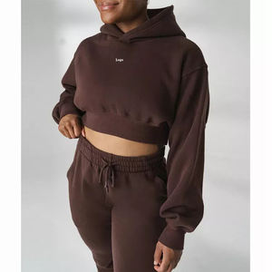 Chándal recortado de dos piezas de Color sólido para mujer, chaqueta de invierno, pantalones para trotar, saltar, aire incluido, novedad de 2022 - Product Image 3