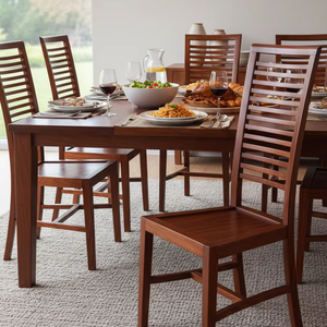 Silla de Comedor Moderna SOLOBEAT con Respaldo de Listones de Madera Maciza, Ecológica, para Restaurante, Villa y Sala de Estar - Product Image 1